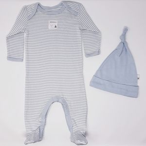 BURT'S BEES Onesie Pajama with Footies & Knot Hat